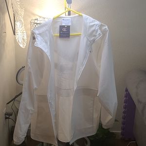 Light all white windbreaker